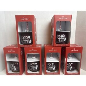 Holiday Baking Team Ornament Ball‎ Cups With Straws Christmas Cookies Set Of 6